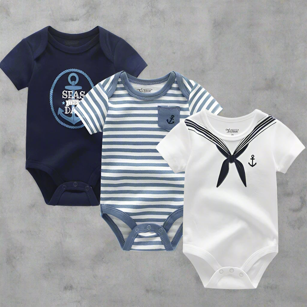Baby Boy Nautical Theme Bodysuit MultiPack, Baby Essentials, Baby Clothes, KIDZADORA Babywear UK
