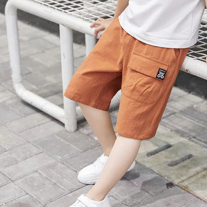 Boys Orange Cargo Shorts, Kids Summer Shorts, Cargo Pants Short,