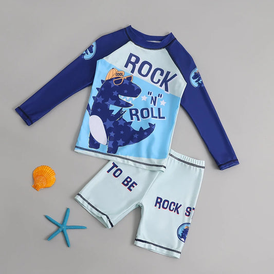 Boys Swimwear, Dinosaur, Long Sleeve Top + Bottoms, Kids Bathing Suit