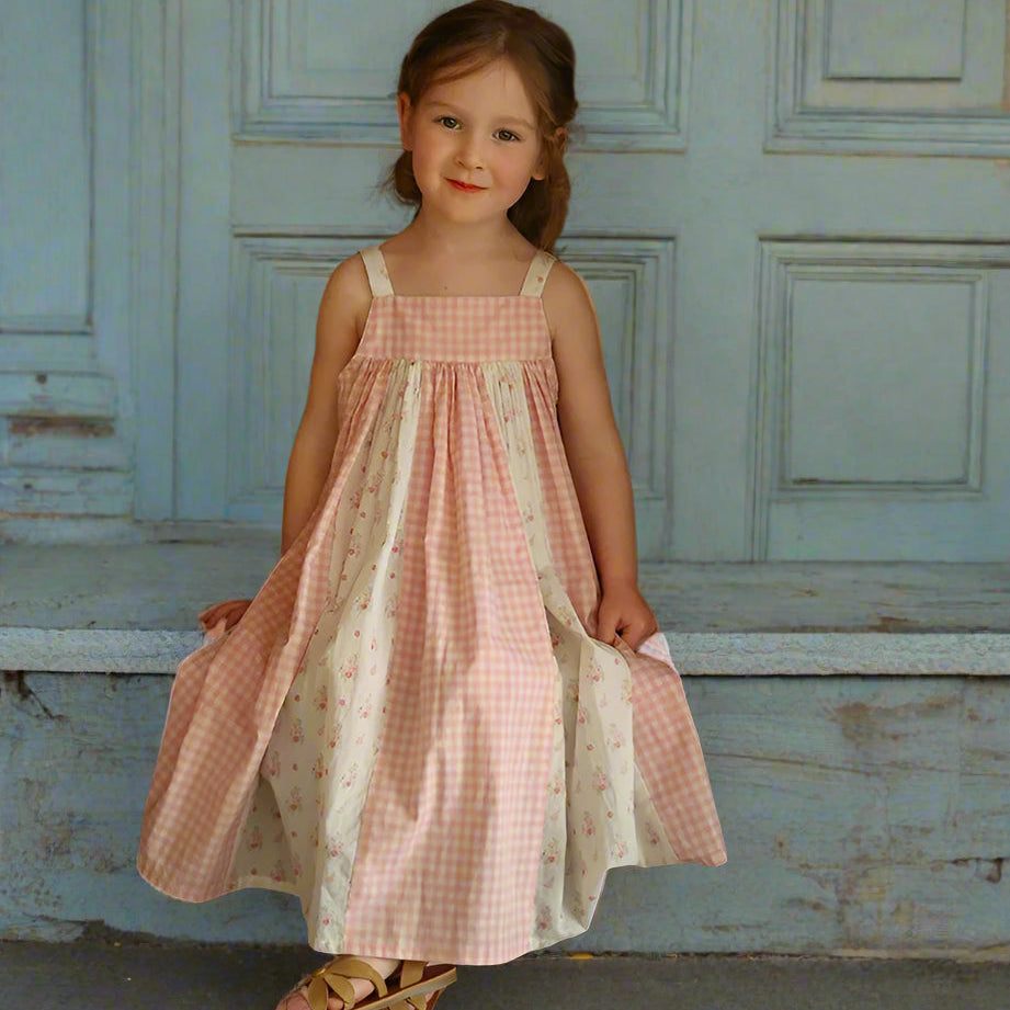Girls Summer Sling Dress, Toddlers' Summer Dresses, Kids Spliced Dress